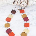 FB1400OR LONG WOODEN STEPPING STONE NECKLACE