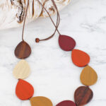 FB1405OR WOODEN TEARDROP NECKLACE