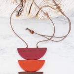 FB1407OR STACKED WOODEN HALF MOON PENDANT