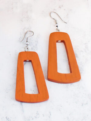 FB1409OR WOODEN "KASANDRA" EARRING