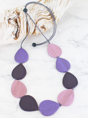 FB6403PT WOODEN TEARDROP NECKLACE