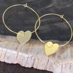 GP034H SIMPLE HOOP EARRING WITH HEART CHARM [GOLD-PLATE]