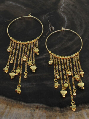 GP409 HOOP EARRING WITH DROP CHARMS [GOLD-PLATE]