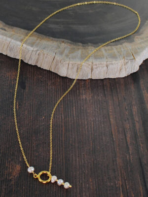 GP411 LOOPED-CHAIN NECKLACE WITH PEARLS [GOLD-PLATE]
