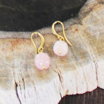 GP433RQ SIMPLE ROSE QUARTZ DROP EARRING [GOLD PLATE]