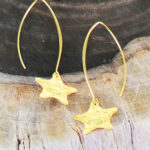 GP464S DROP EARRING WITH TEXTURED STAR CHARM [GOLD PLATE]