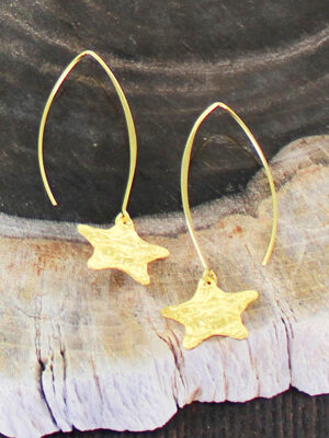 GP464S DROP EARRING WITH TEXTURED STAR CHARM [GOLD PLATE]
