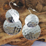 JP1032 SILVER BEATEN DOUBLE DISC EARRINGS