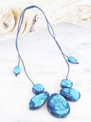 JP1313DB ASYMMETRIC MARBLED RESIN NECKLACE
