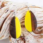 JP6104Y RESIN & WOOD PEBBLE EARRING
