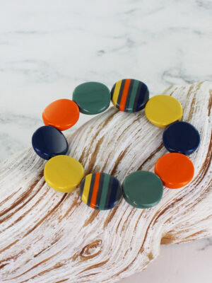 JP6204 MULTI COLOUR RESIN DISC BRACELET