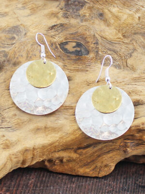 KH1508 DOUBLE BEATEN DISC EARRINGS