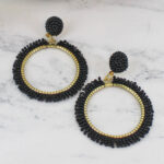 KH1519BL BEADED HOOP EARRINGS