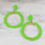 KH1519GN BEADED HOOP EARRINGS
