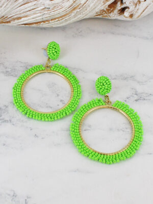 KH1519GN BEADED HOOP EARRINGS