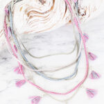 KH1807PK MULTI-STRAND TASSEL NECKLACE (PINK-GREY)