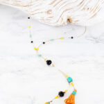 LB1309 BEADED TASSEL NECKLACE