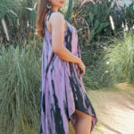 LS1321PU ABSTRACT TIE-DYE HANDKERCHIEF DRESS