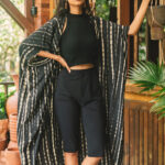 LS6403BL LONG TIE DYE KIMONO WITH BELT
