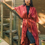 LS6403R LONG TIE DYE KIMONO WITH BELT