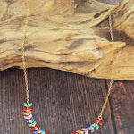 MA1402 MULTI-COLOUR ENAMEL NECKLACE WITH CHAIN [GOLD-PLATE]