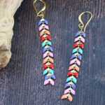 MA1404 MULTI-COLOUR ENAMEL EARRINGS [GOLD-PLATE]