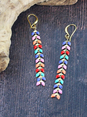 MA1404 MULTI-COLOUR ENAMEL EARRINGS [GOLD-PLATE]