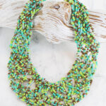 MD1401GN PLAITED BEADED COLLAR NECKLACE