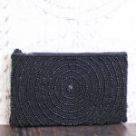 MD6401BL BEADED CLUTCH BAG - CIRCLE DESIGN