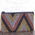 MD6402BM BEADED CLUTCH BAG - ZIG ZAG DESIGN
