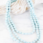 NB1301BLU EXTRA LONG FABRIC BALL NECKLACE (WRAP-AROUND)