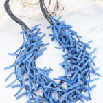 NB1302BLU MULTI-STRAND KNOTTED JERSEY NECKLACE