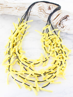 NB1302Y MULTI-STRAND KNOTTED JERSEY NECKLACE