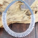 NB1401GY SHORT GLASS BEAD & FABRIC CHOKER