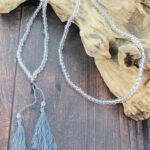 NB1403GY LONG GLASS BEAD TASSEL NECKLACE