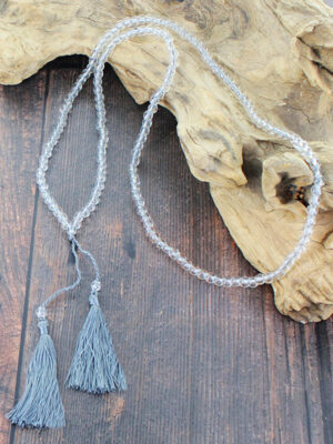 NB1403GY LONG GLASS BEAD TASSEL NECKLACE
