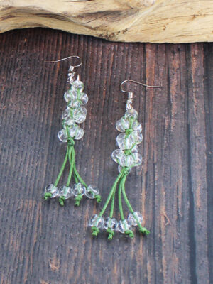 NB1405GN GLASS BEAD CLUSTER EARRING