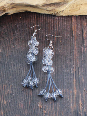 NB1405GY GLASS BEAD CLUSTER EARRING