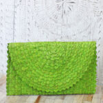 NB1410LM PANDAN LEAF CLUTCH BAG - LIME GREEN