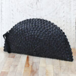 NB1411BL HALF MOON PANDAN LEAF CLUTCH BAG - BLACK
