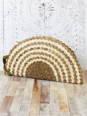NB1411NM HALF MOON PANDAN LEAF CLUTCH BAG - NATURAL / CREAM