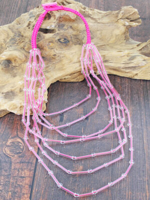 NB1502PK LAYERED GLASS BEAD NECKLACE