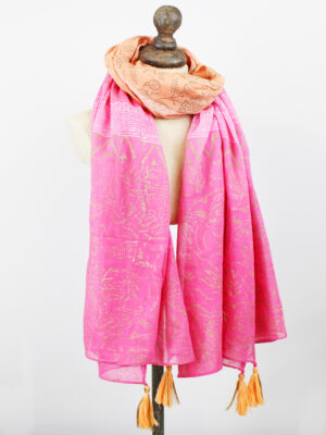 PG1502 BLOCK PRINTED COTTON SCARF (100 x 180cm)