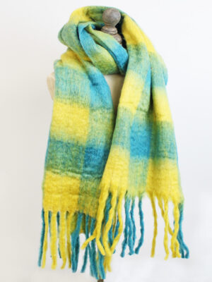 .PK6303 SOFT RECYCLED POLYESTER SCARF (40 x 180cm) - TEAL CHECK