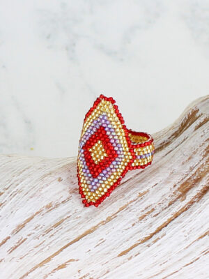 PP6207R BEADED AZTEC RING (ONE SIZE)