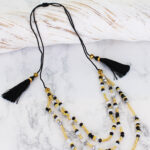 PP6208BLK DELICATE TRIPLE STRAND CRYSTAL BEAD NECKLACE