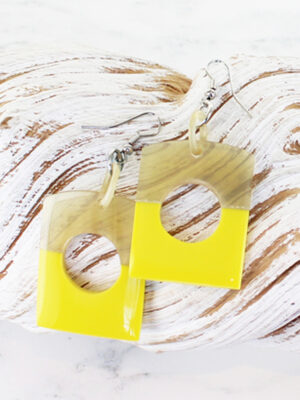 RA1002Y RESIN & HORN EARRINGS WITH HOLE