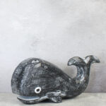 RC1302GY CARVED DISTRESSED WOODEN WHALE (20CM)