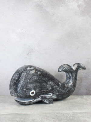 RC1302GY CARVED DISTRESSED WOODEN WHALE (20CM)