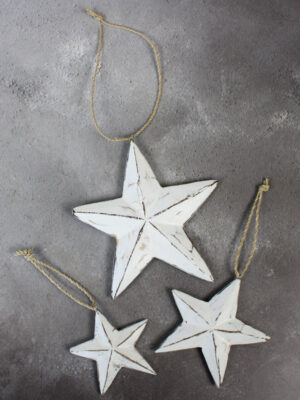 RT6106W SET/3 SMALL CARVED WOODEN STARS
